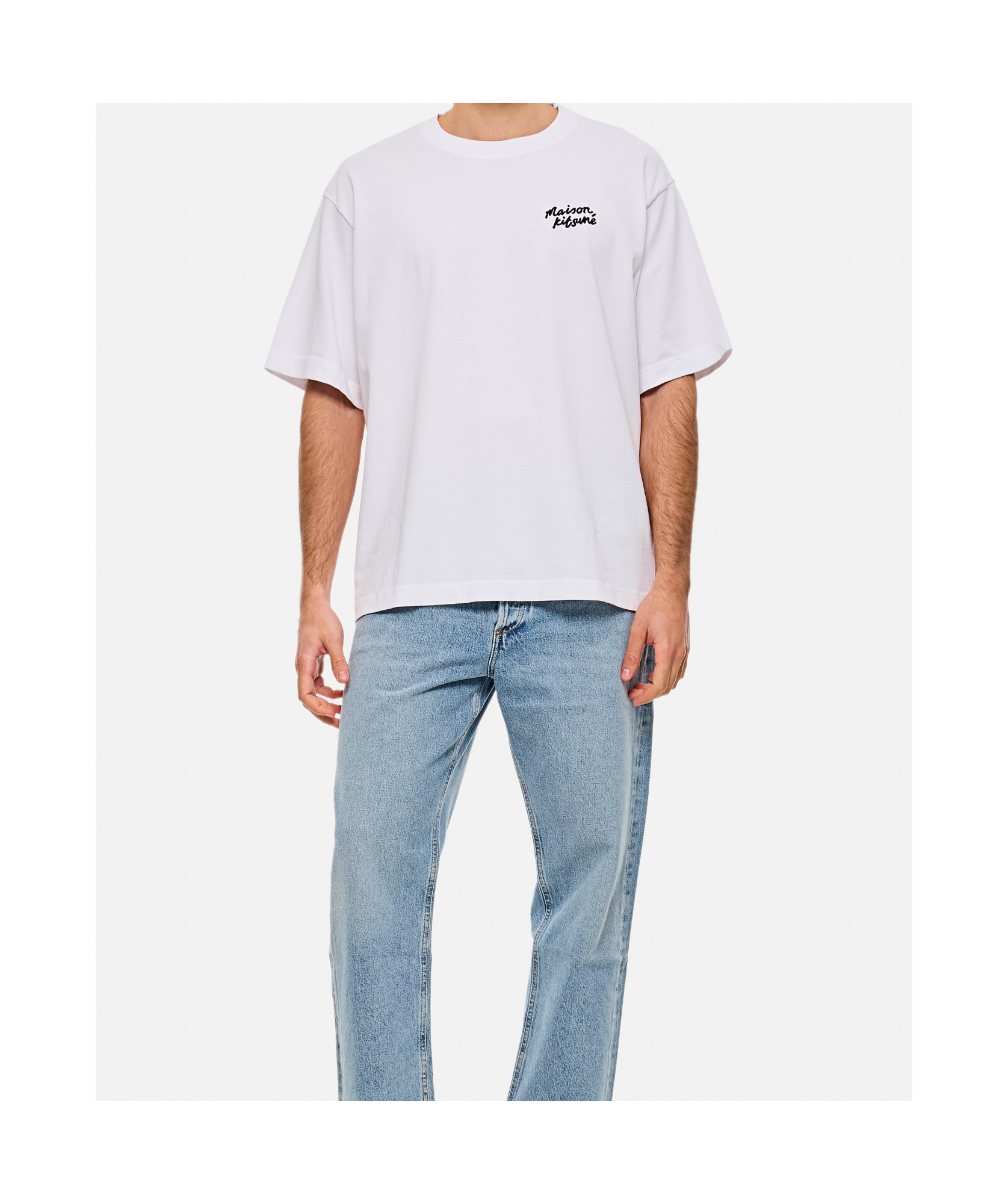 Maison Kitsuné White T-shirt With Logo Handwriting Print In White