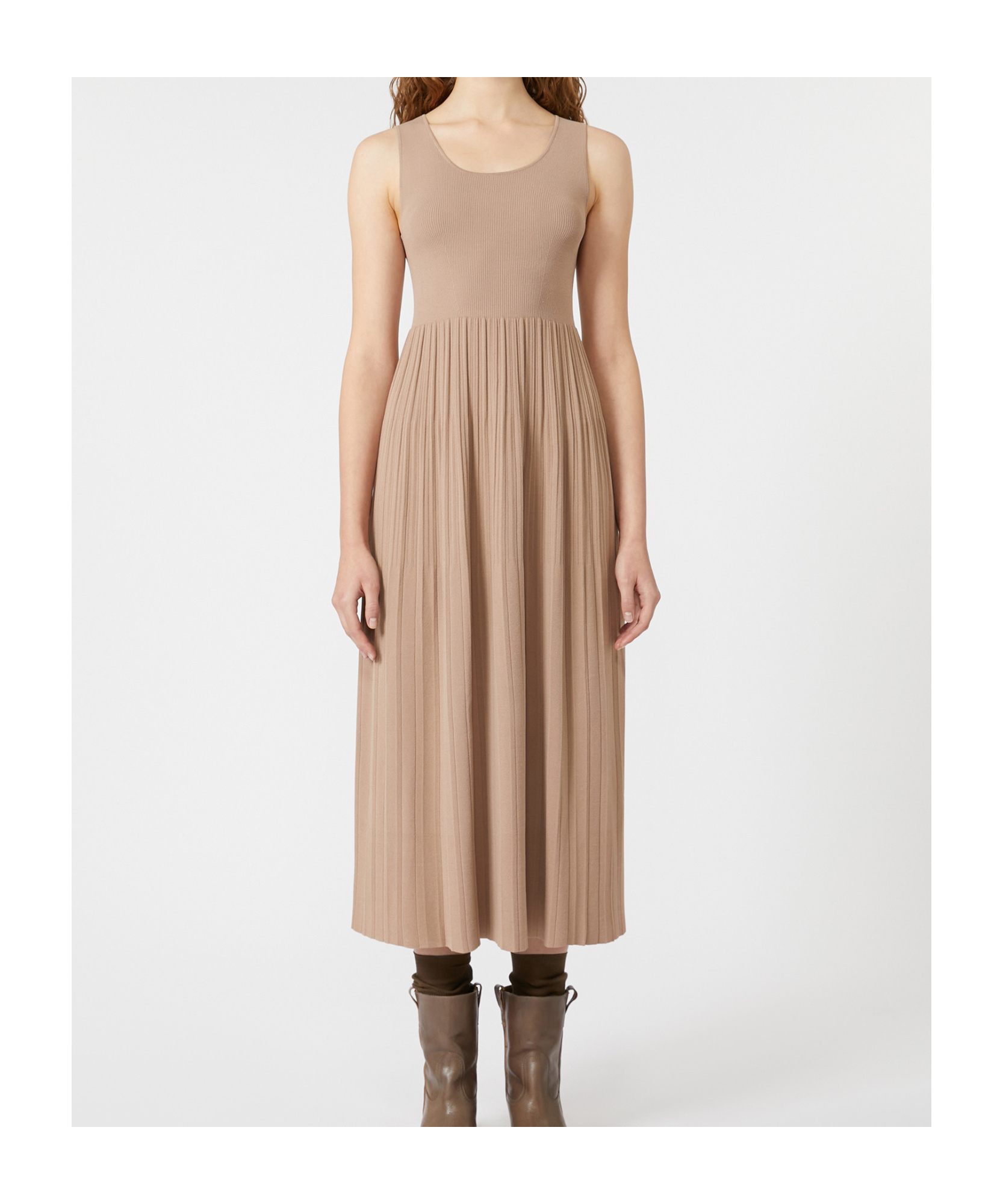 Weekend Max Mara Viscose Crepe Pleated Dress In Multi