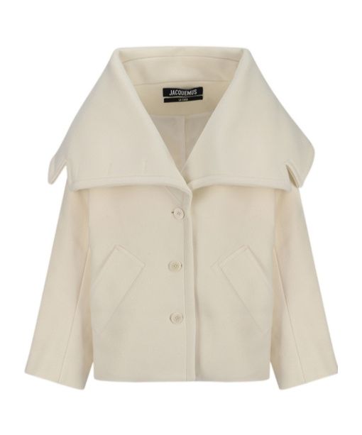 Jacquemus Draped-collar Virgin Wool Jacket With Oversized Pockets In Nude