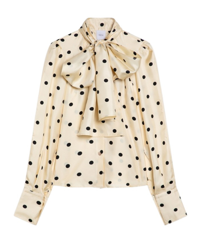 Patou Silk Blouse With Polka Dot Pattern And Bow In Yellow