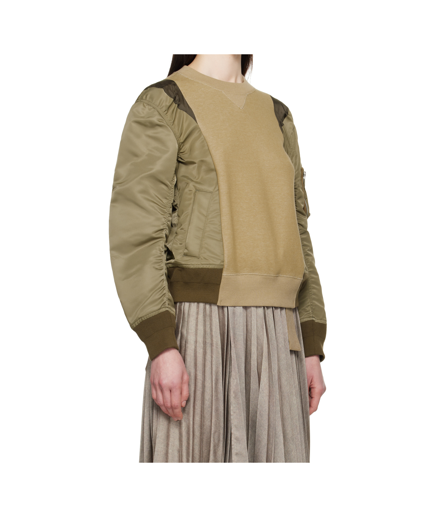 Sacai Womens Sponge Contrast-texture Cotton-blend Sweatshirt Beige Xl In Nude