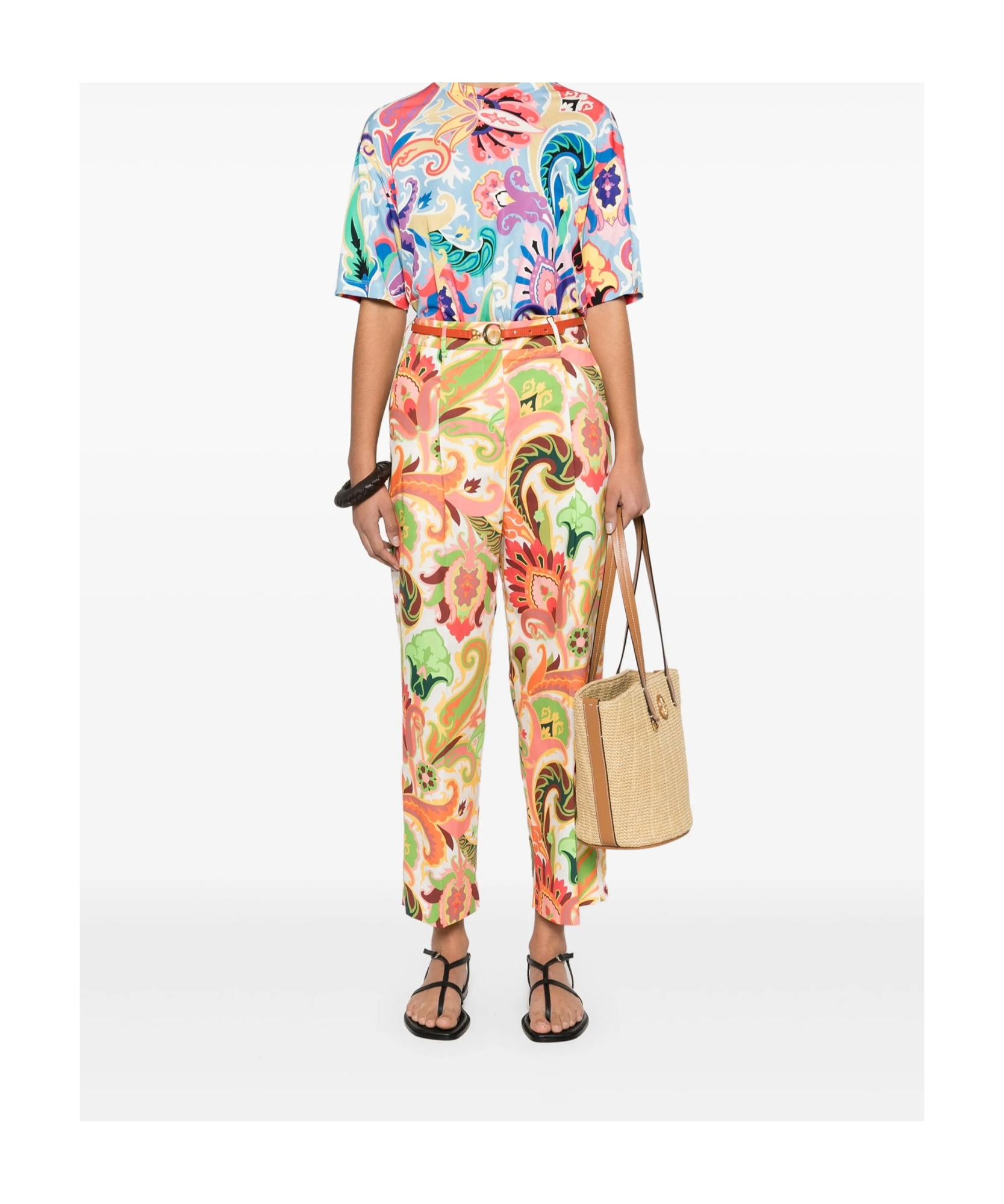 Etro Printed Trousers In Pink