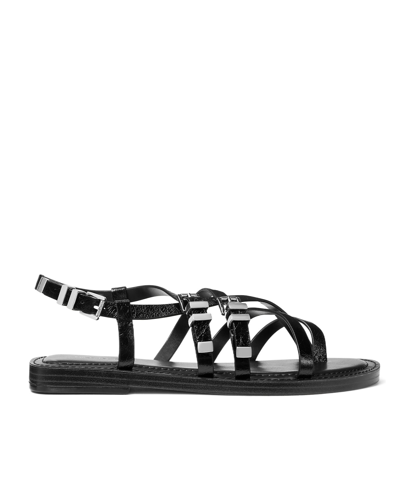 Michael Kors Darrington Snake Embossed Flat Sandals In Black