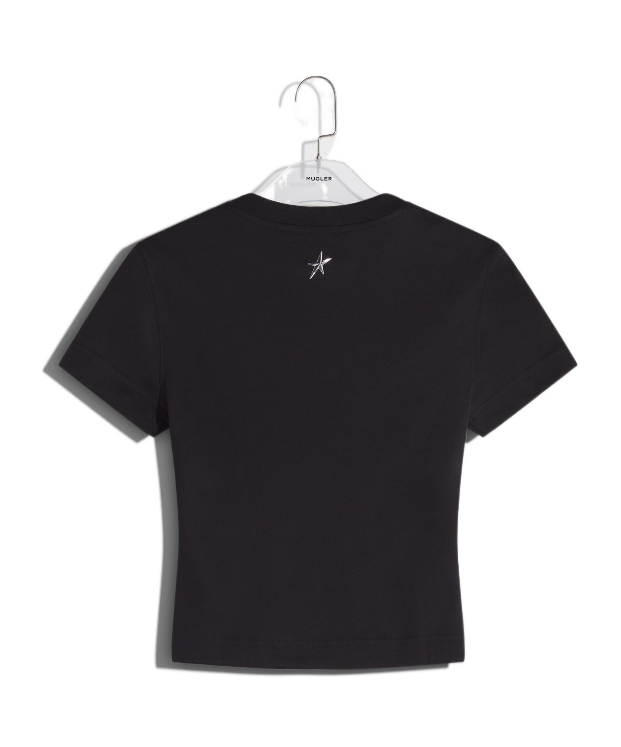 Mugler Cropped Tshirt Embellished Embellishments In Black