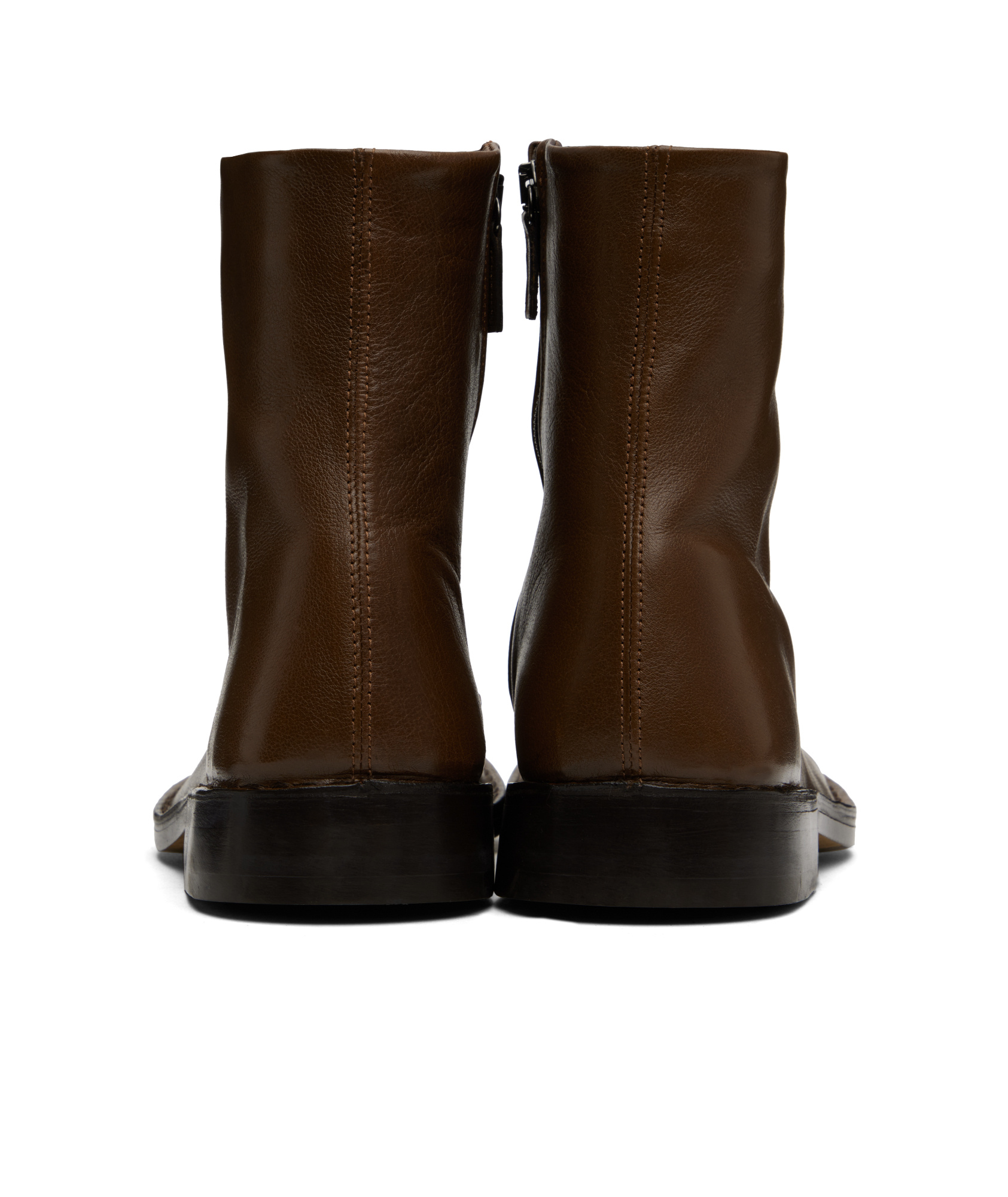 Lemaire Side Zipper Booties In Brown