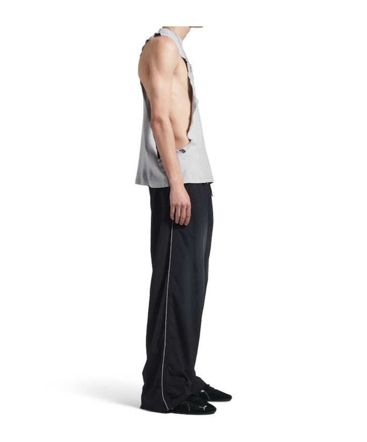 Balenciaga Men's Ripped Tank Top In Light Heather Grey In Gray