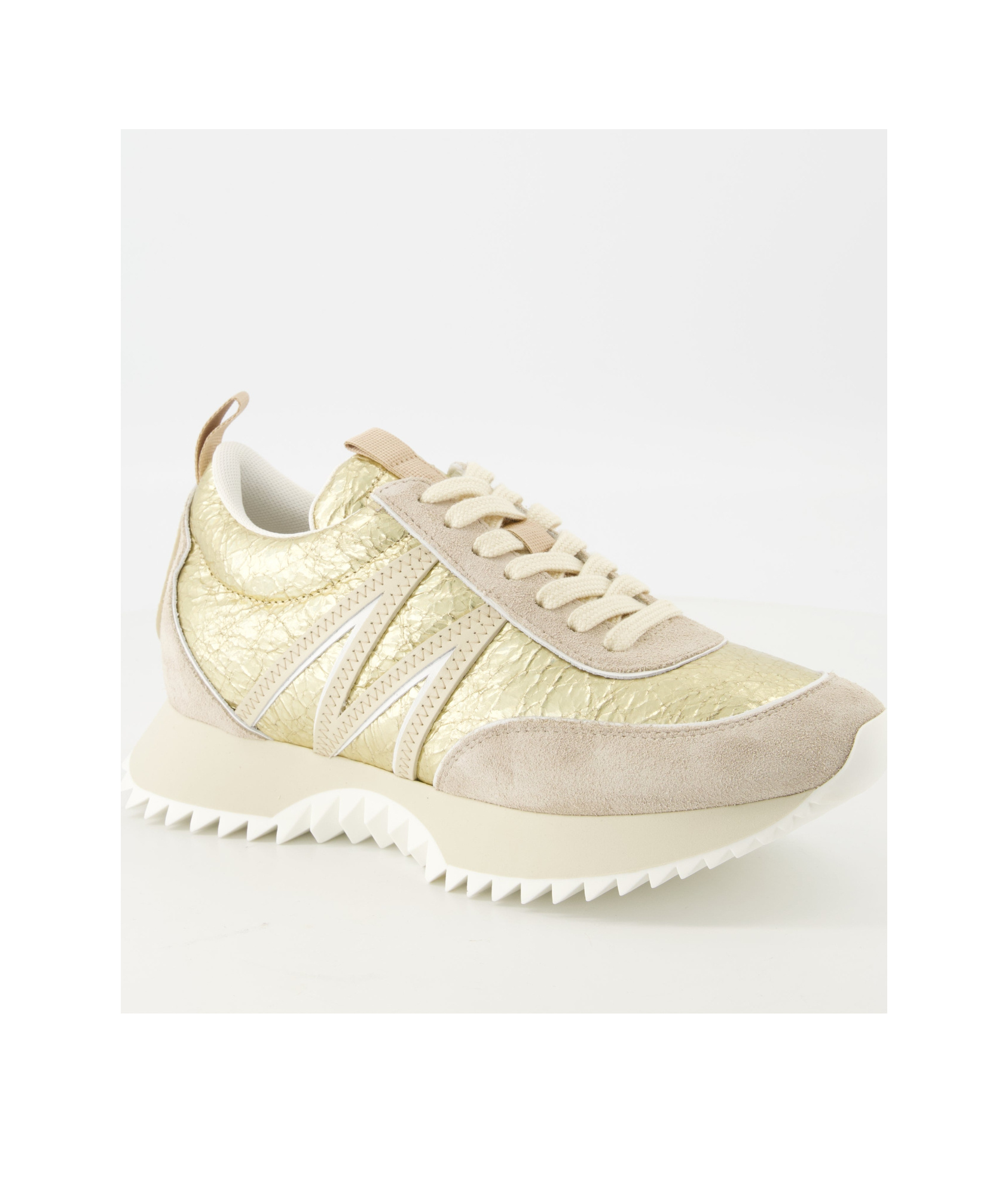 Moncler Pacey Leather Sneakers In Nude