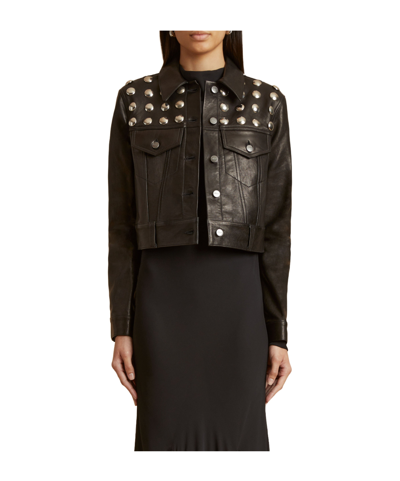 Khaite Rivet Leather Jacket In Black