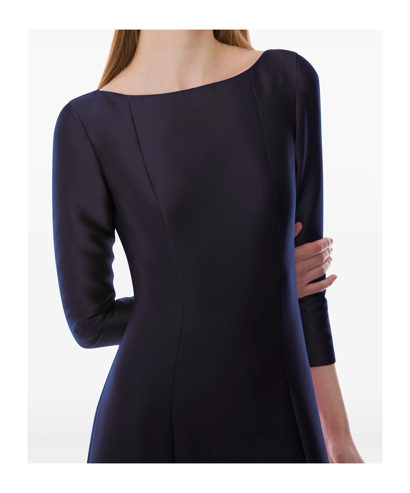 Alberta Ferretti Long-sleeved Mikado Evening Dress In Blue
