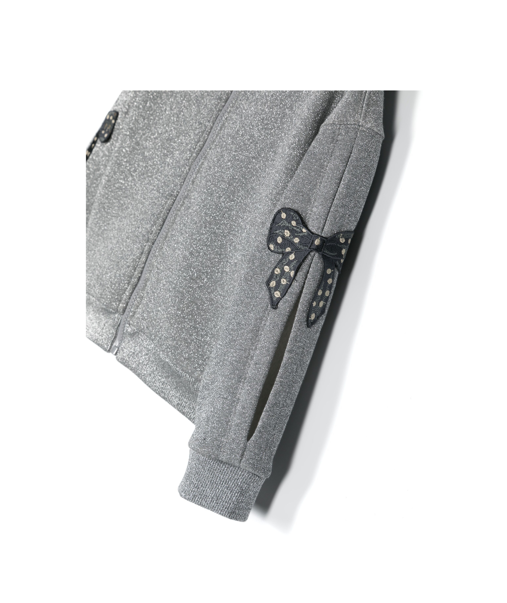 Monnalisa Lurex Zip-up Sweatshirt In Gray