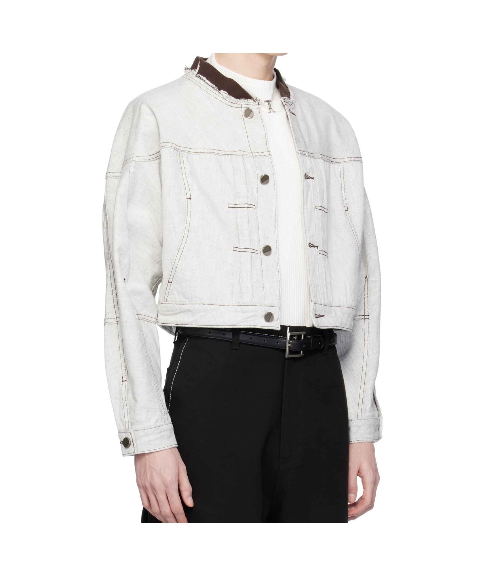 Ader Error Long Sleeve Denim Jacket In White