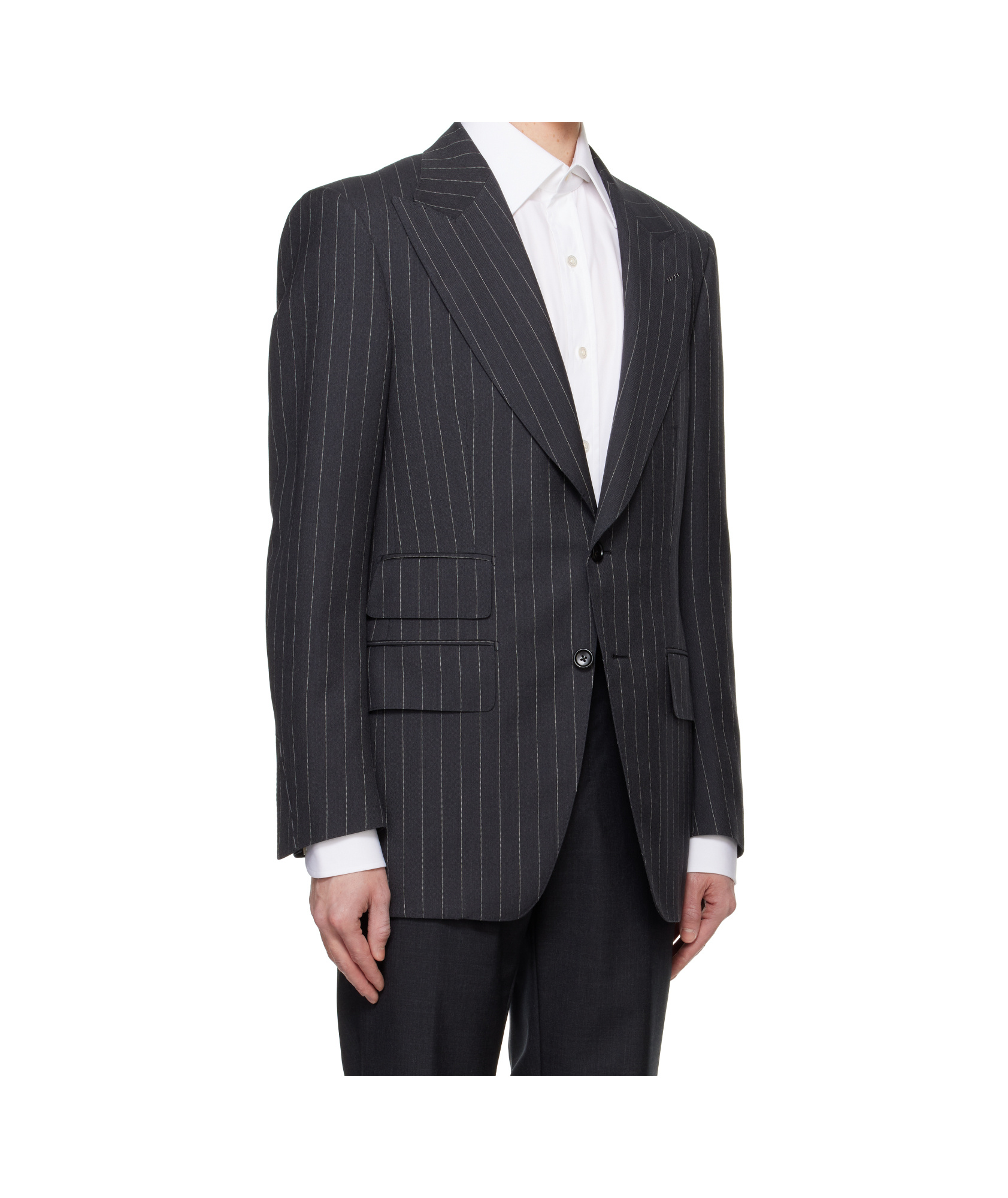 Tom Ford Gray Sharp Stripe Atticus Blazer In Black
