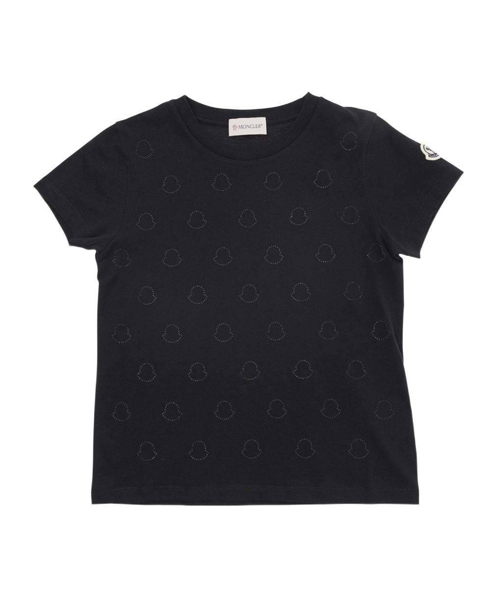 Moncler Tee Multi Logo In Black