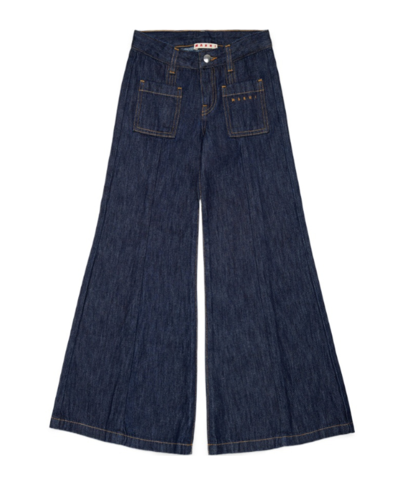 Marni Kids' Dark Blue Cotton Denim Jeans With Patch Pockets