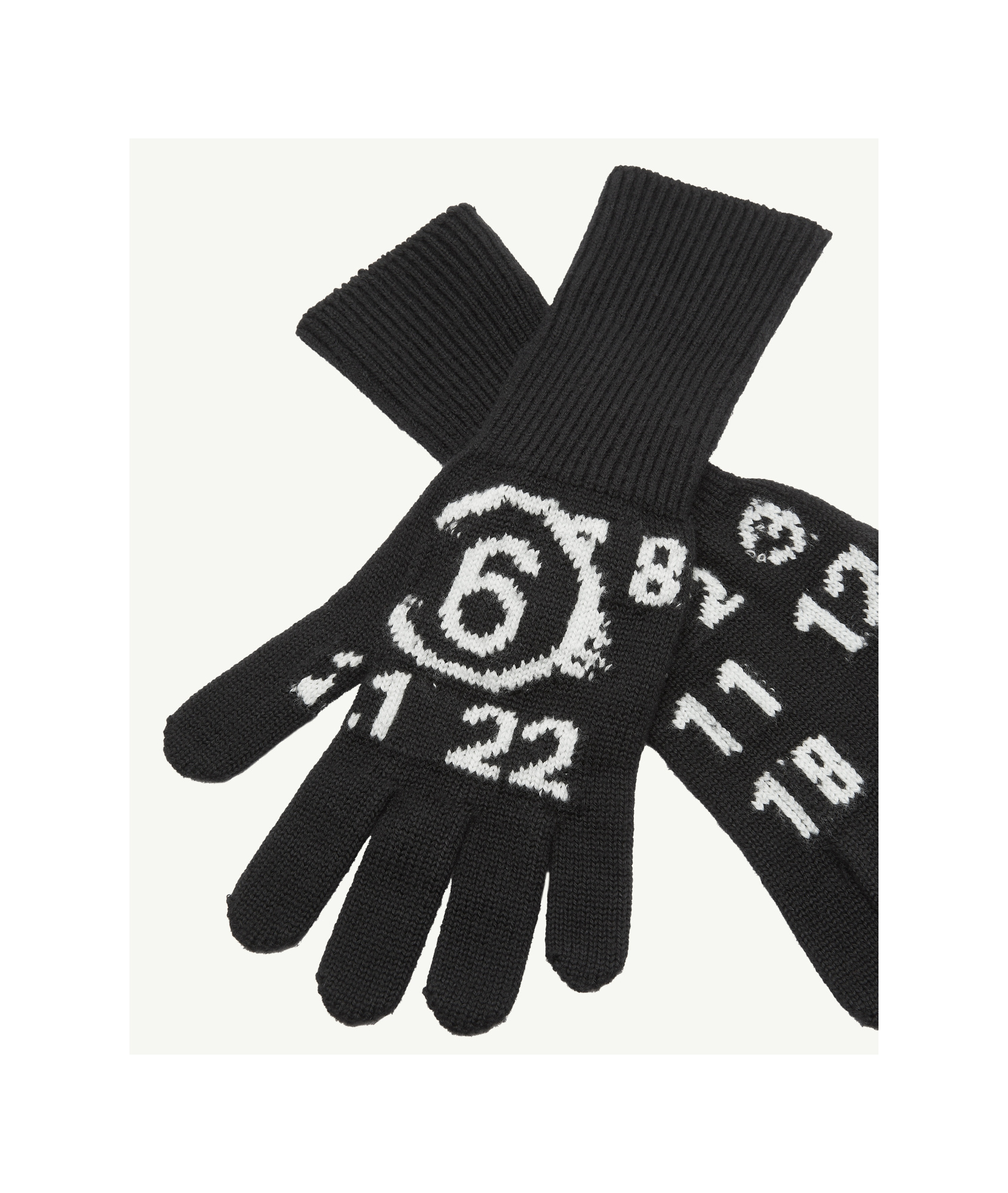 Mm6 Maison Margiela Numeric Wool Gloves In Black