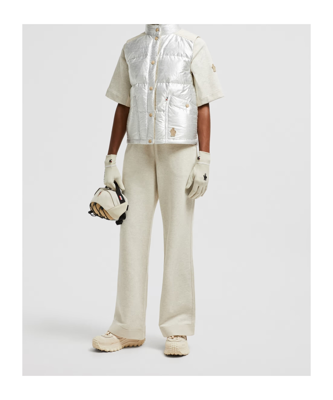 Moncler Doudoune Sans Manches En Lamé Pinchot In White