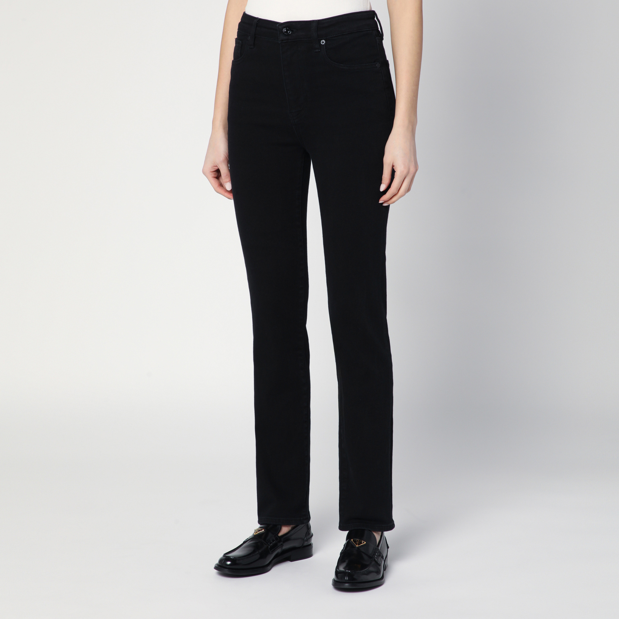 Frame Denim Trousers With Belt Loops In Black