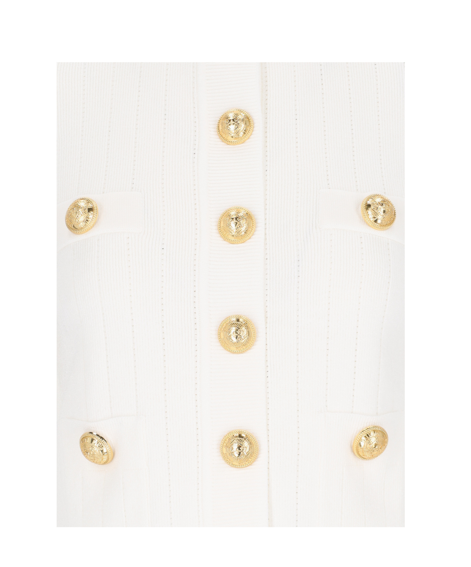 Shop Balmain 4-pocket Knitted Cardigan In White