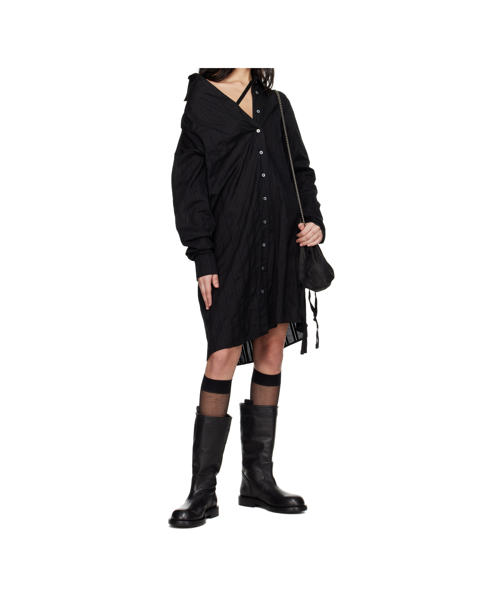 Ann Demeulemeester Nelly Dropped Shoulder Shirt Popeline In Black