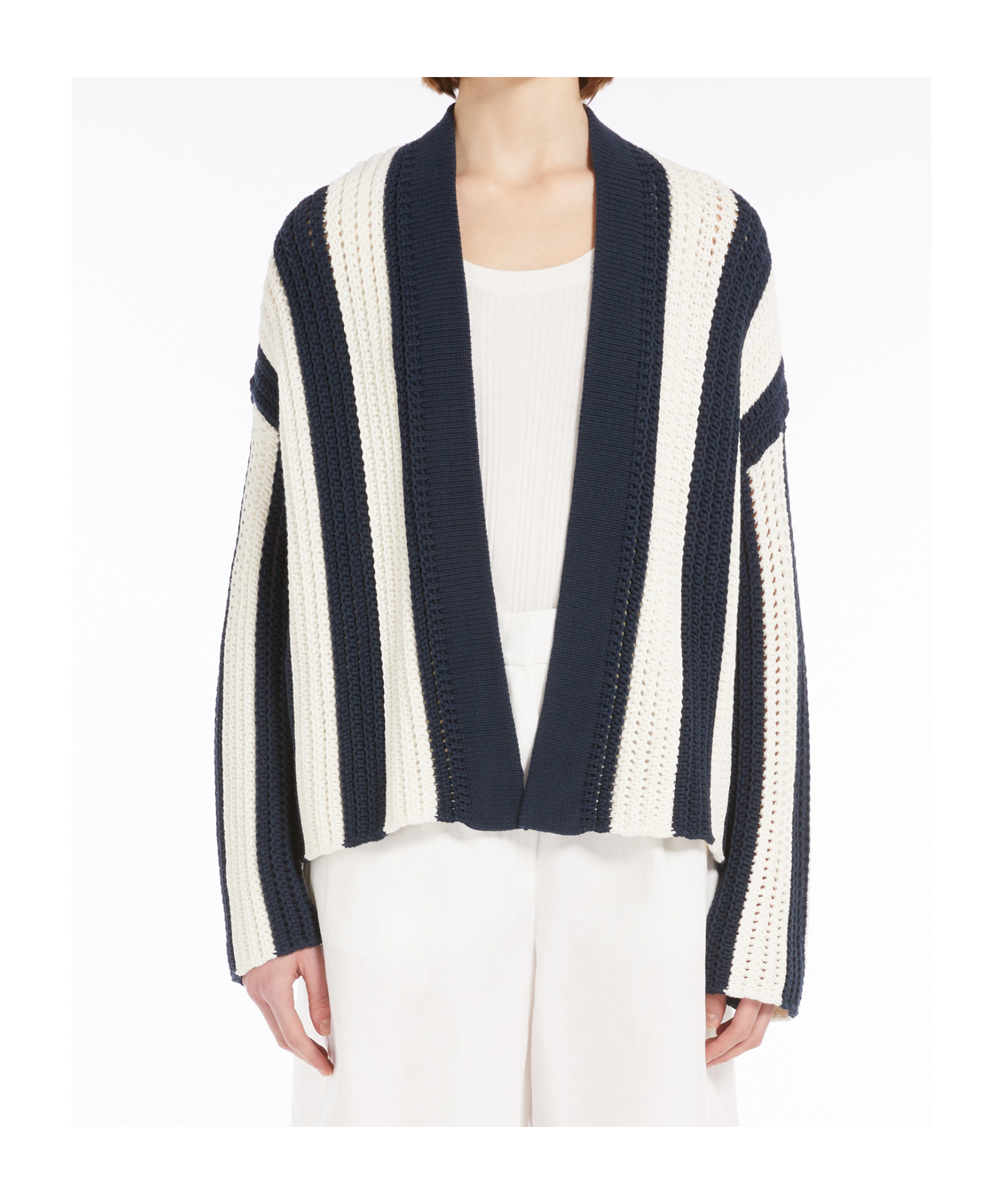 Weekend Max Mara Weekend 2 Gabon Open Cardigan Sweater In Navy Blue