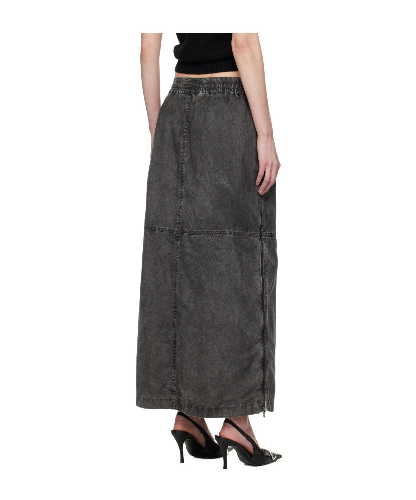 Diesel Gray O-hazel-q2 Denim Maxi Skirt In Black