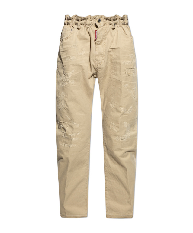 Dsquared2 Distressed Elastic Waist Trousers In Nude