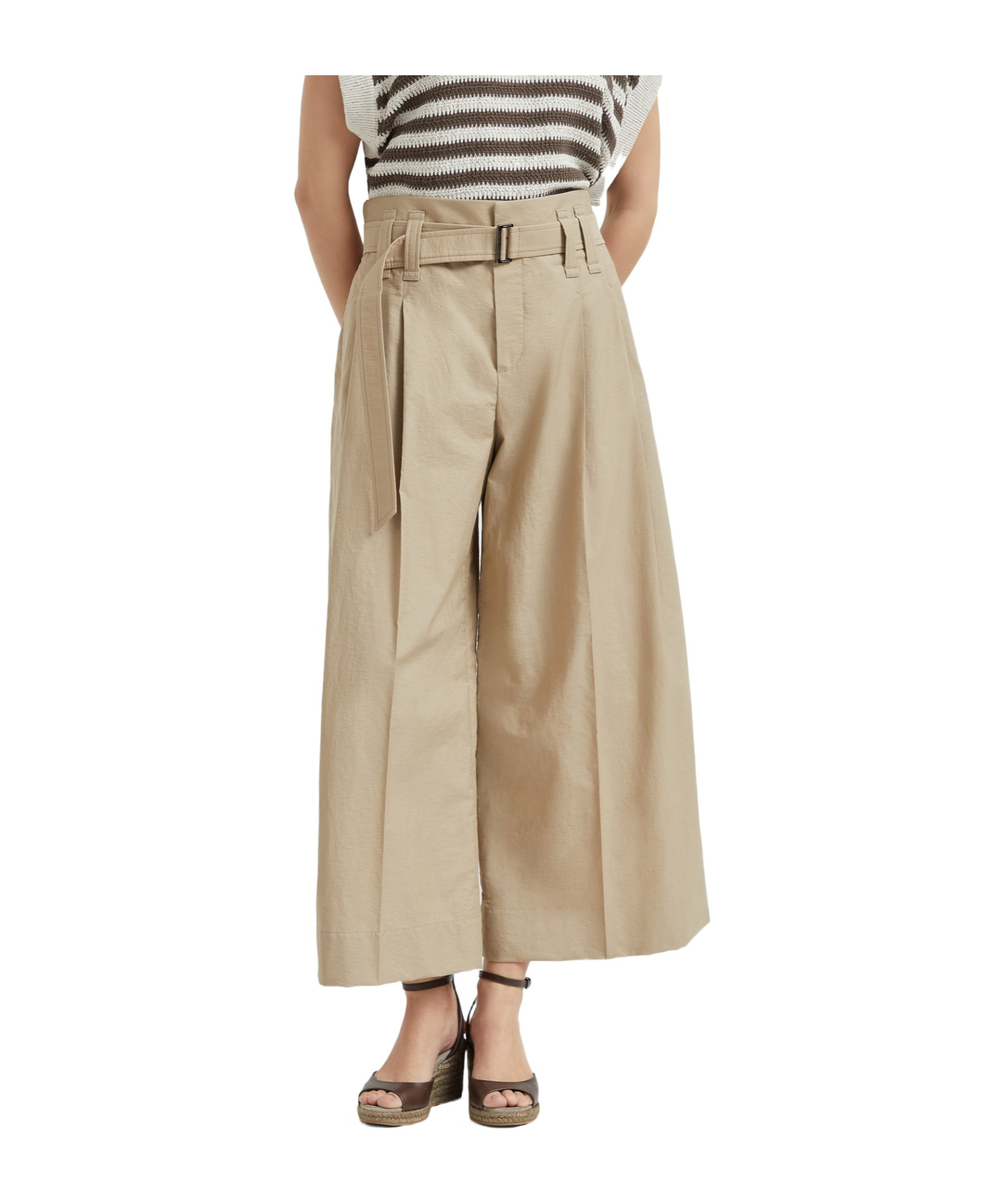 Brunello Cucinelli Belted Trousers In Neutral