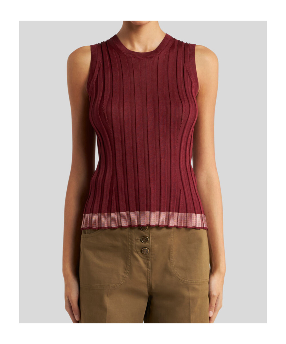 Etro Ribbed Sleeveless Top In Red