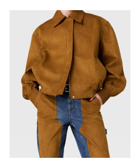 Stella Mccartney Boxy Collared Field Jacket In Brown
