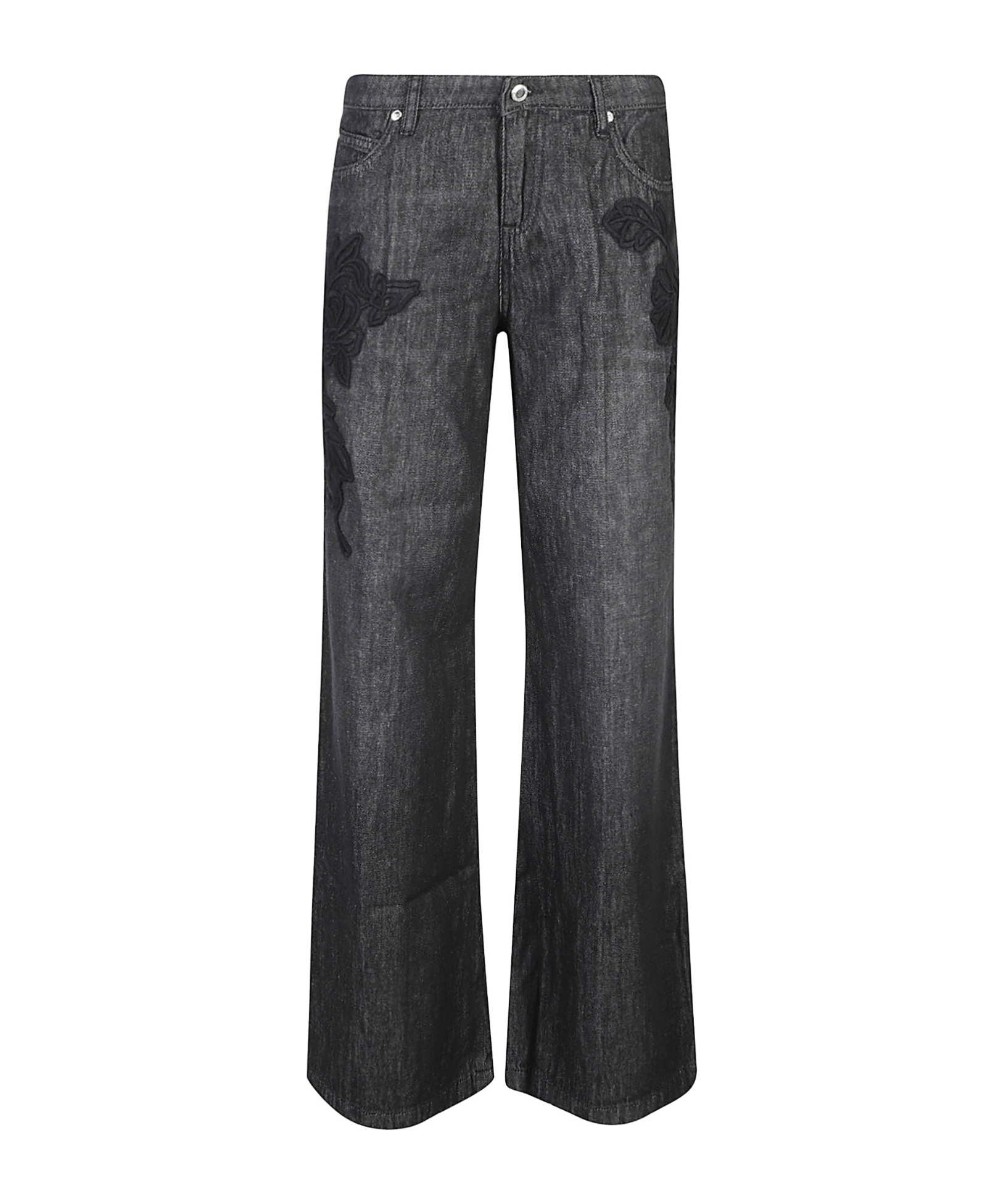Ermanno Firenze Denim Trousers With Belt Loops In Black