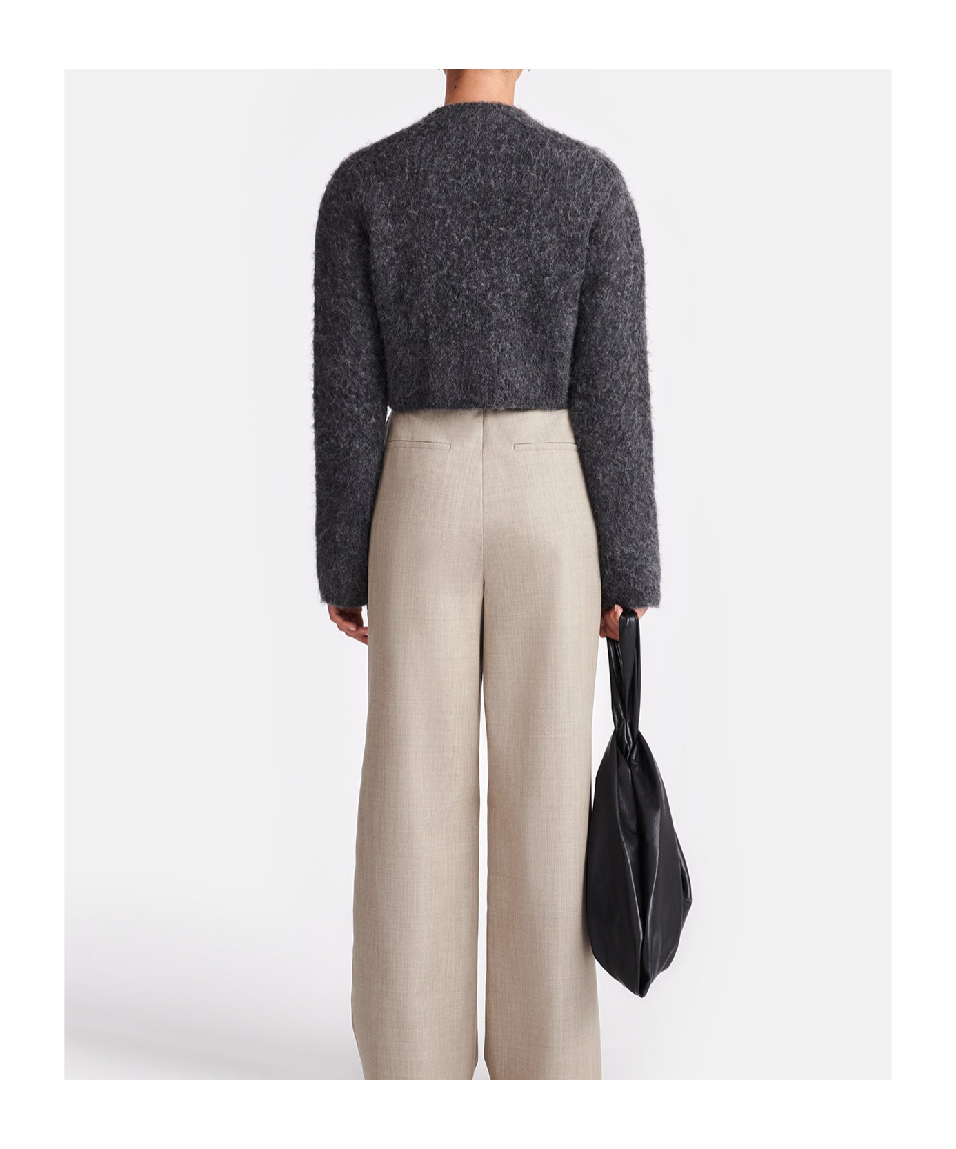 Nanushka Dark Grey Stretch Nylon Blend Henny Cardigan In Black