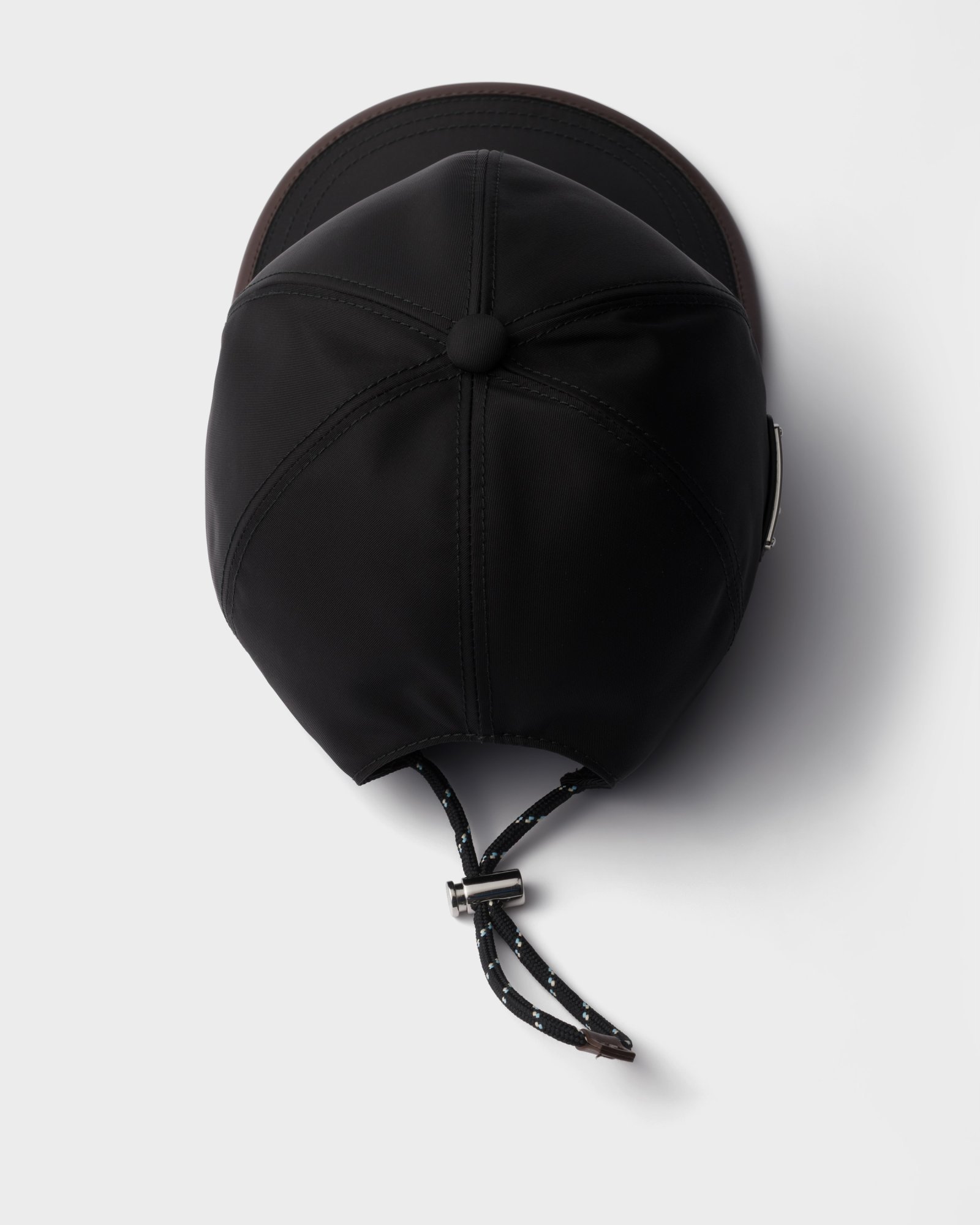 Prada Renylon Baseball Cap Curved Brim Design In Black