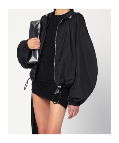 Attico Hooded Bomber Jacket In Black