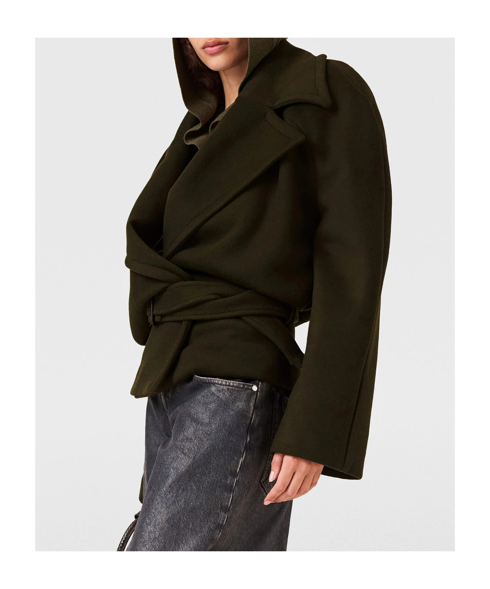 Stella Mccartney Cropped Belted Trench Jacket In Brown
