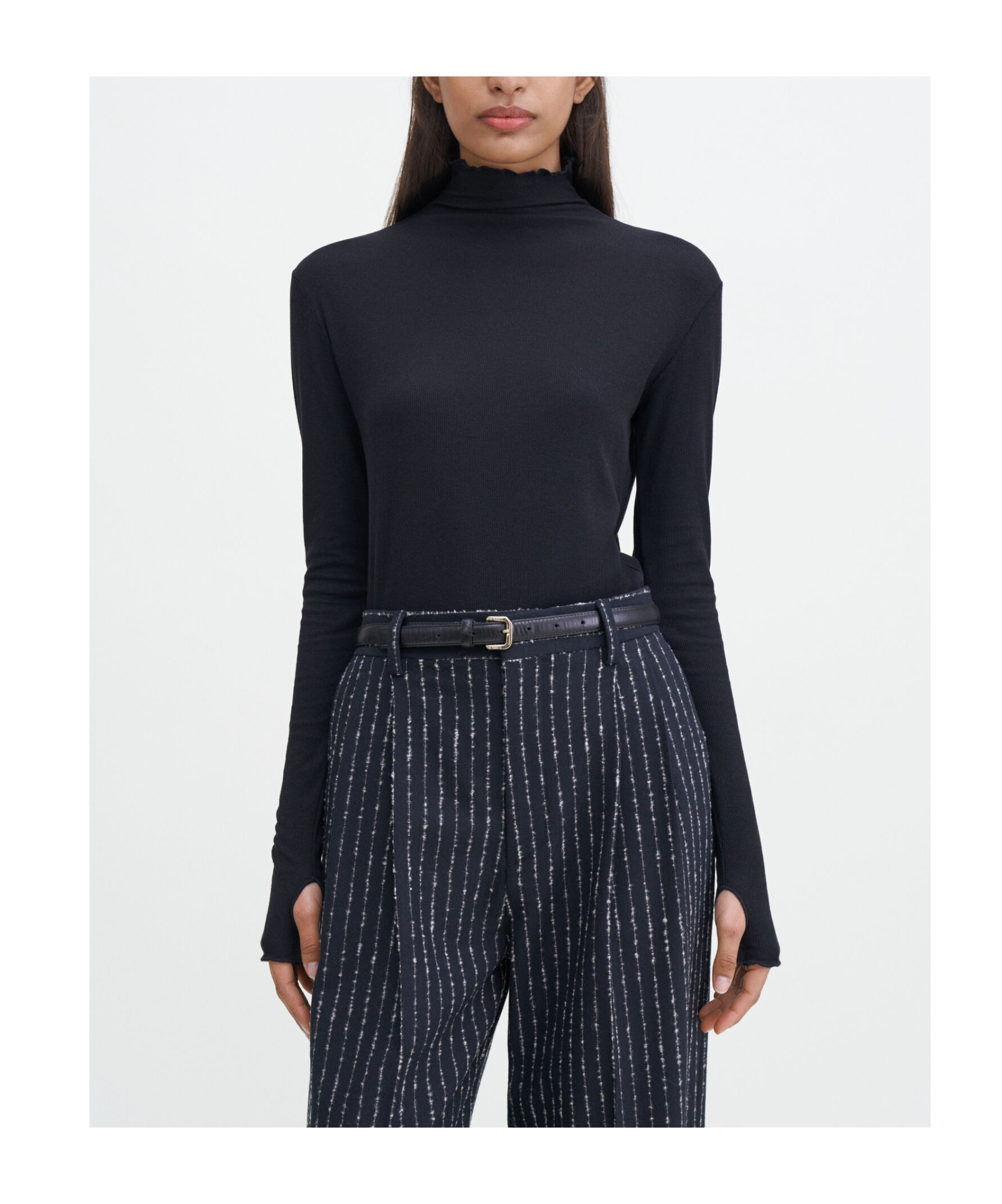 Filippa K Rib Stand-neck Top In Black
