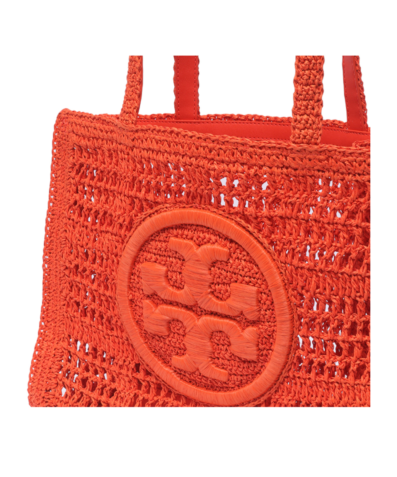 Tory Burch Ella Logo Embroidered Crochet Tote Bag In Red