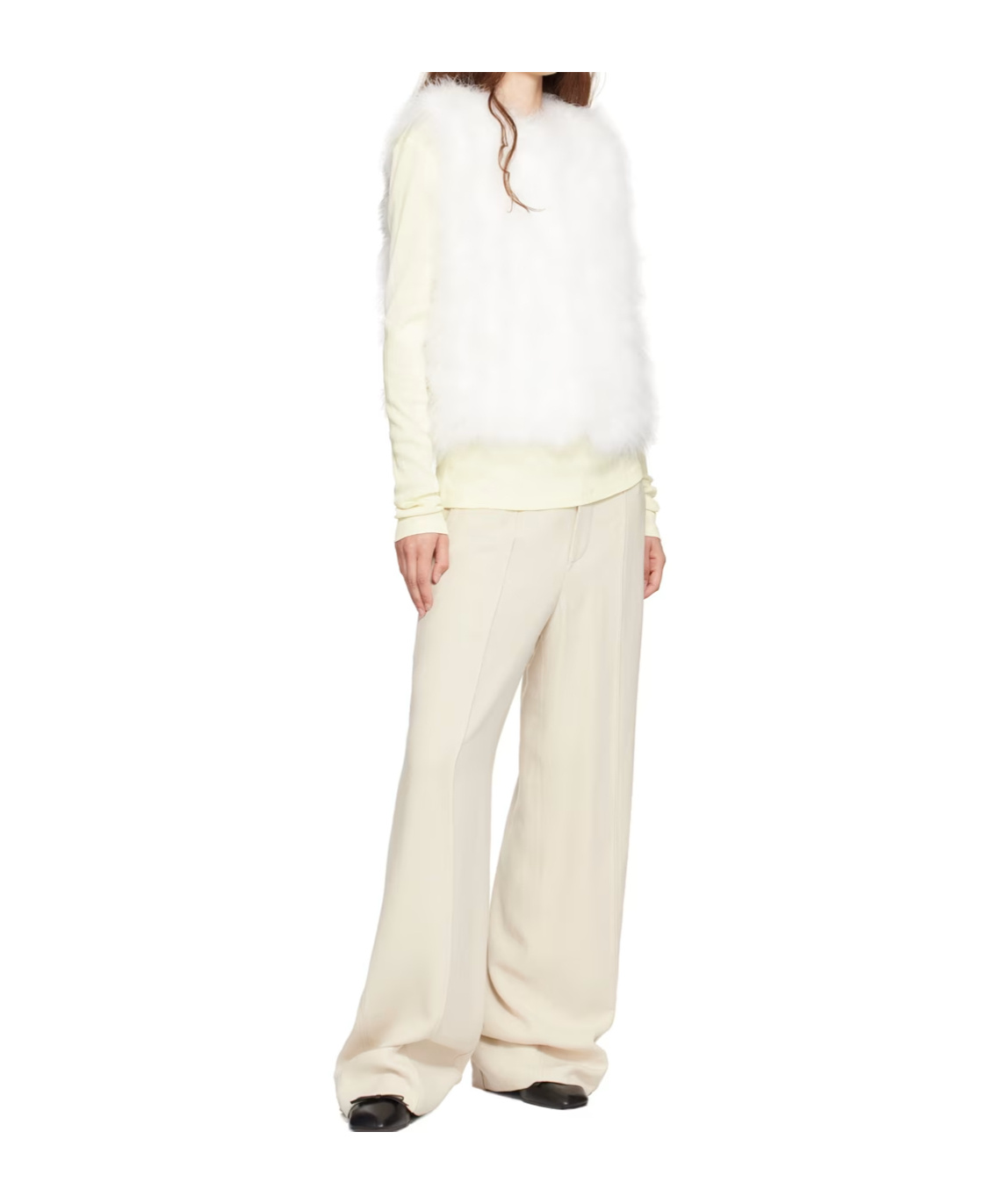 Shop Yves Salomon Round-neck Vest In White
