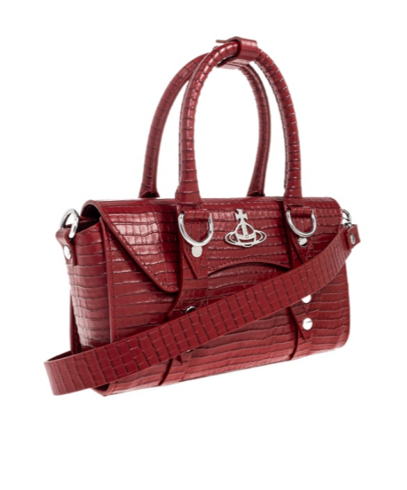 Vivienne Westwood Bettina Mini Croc-effect Leather Tote Bag In Red