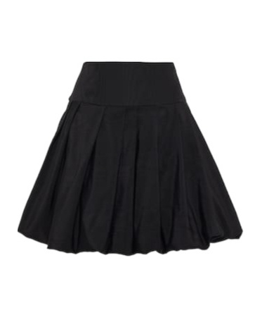 Oscar De La Renta Pleated Cotton-blend Skirt In Black