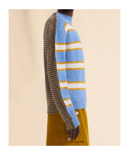 Marni Striped Pattern Round Neck Sweater In Blue