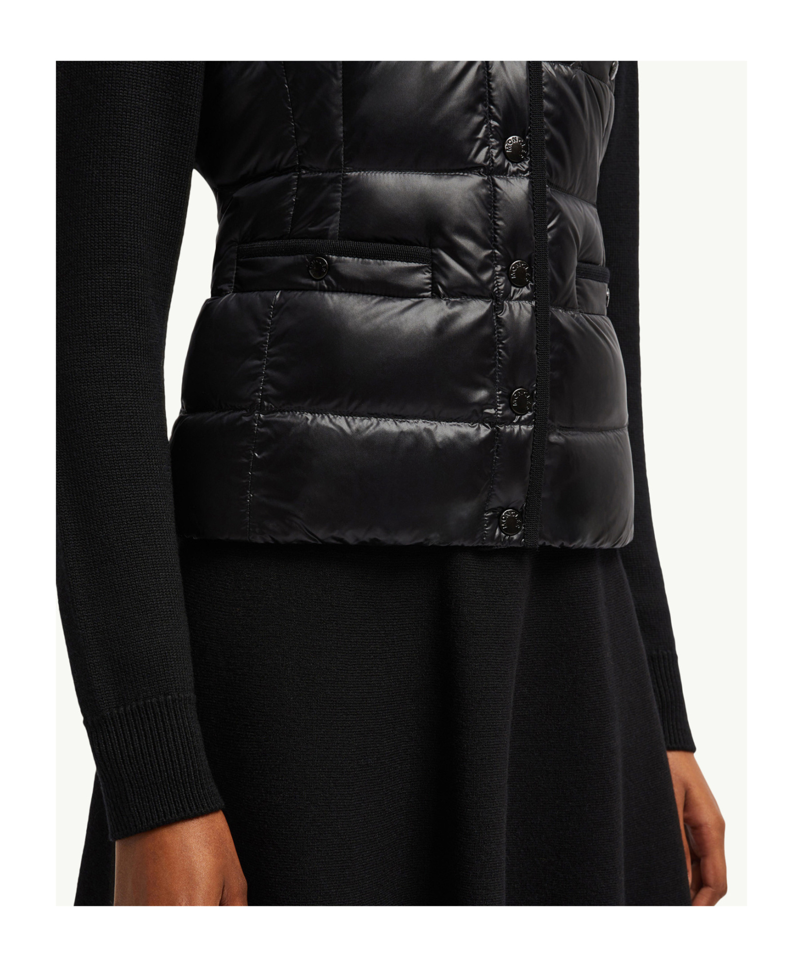Moncler Padded Wool Cardigan In Black