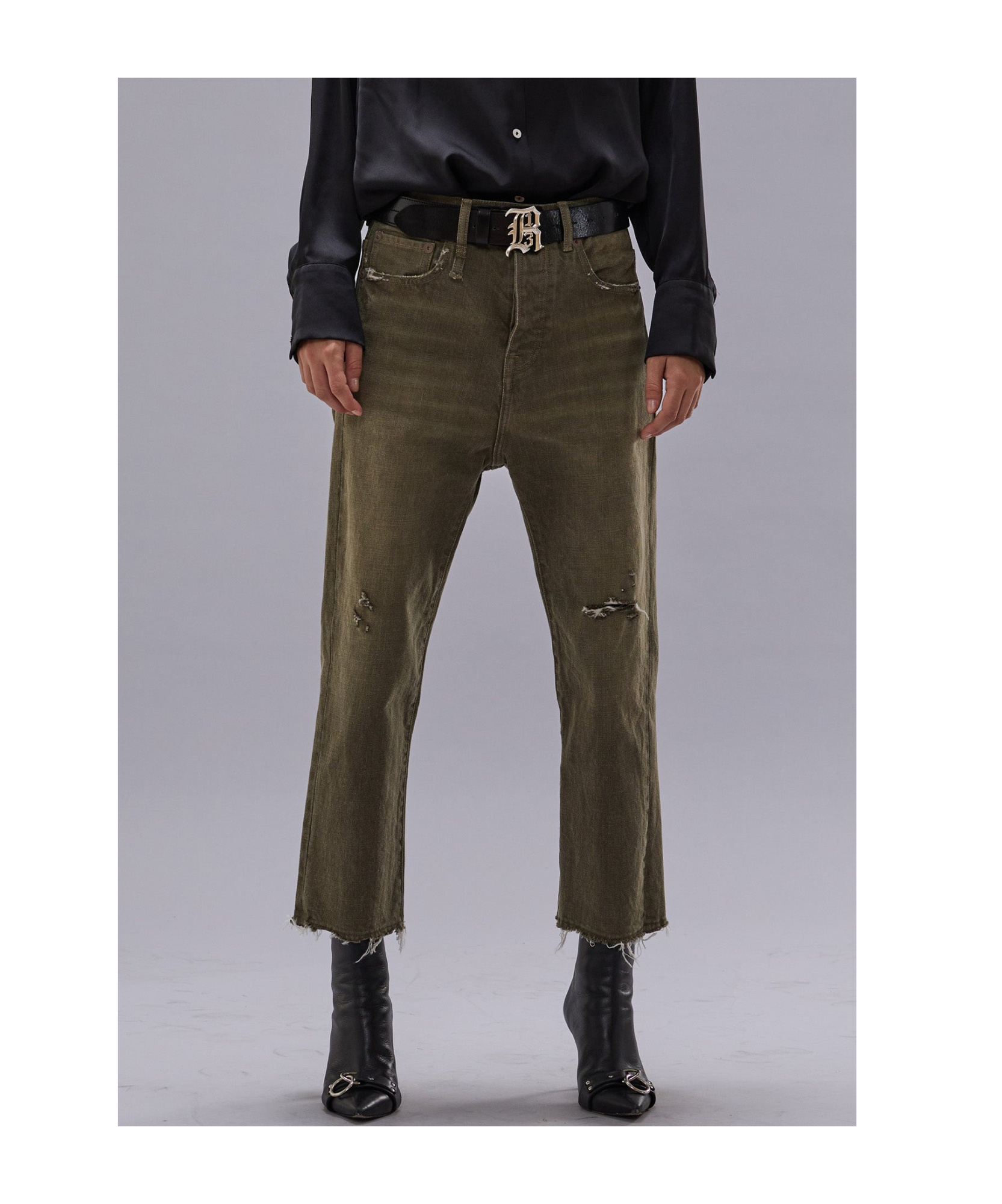 R13 Belt-loop Jeans In Green