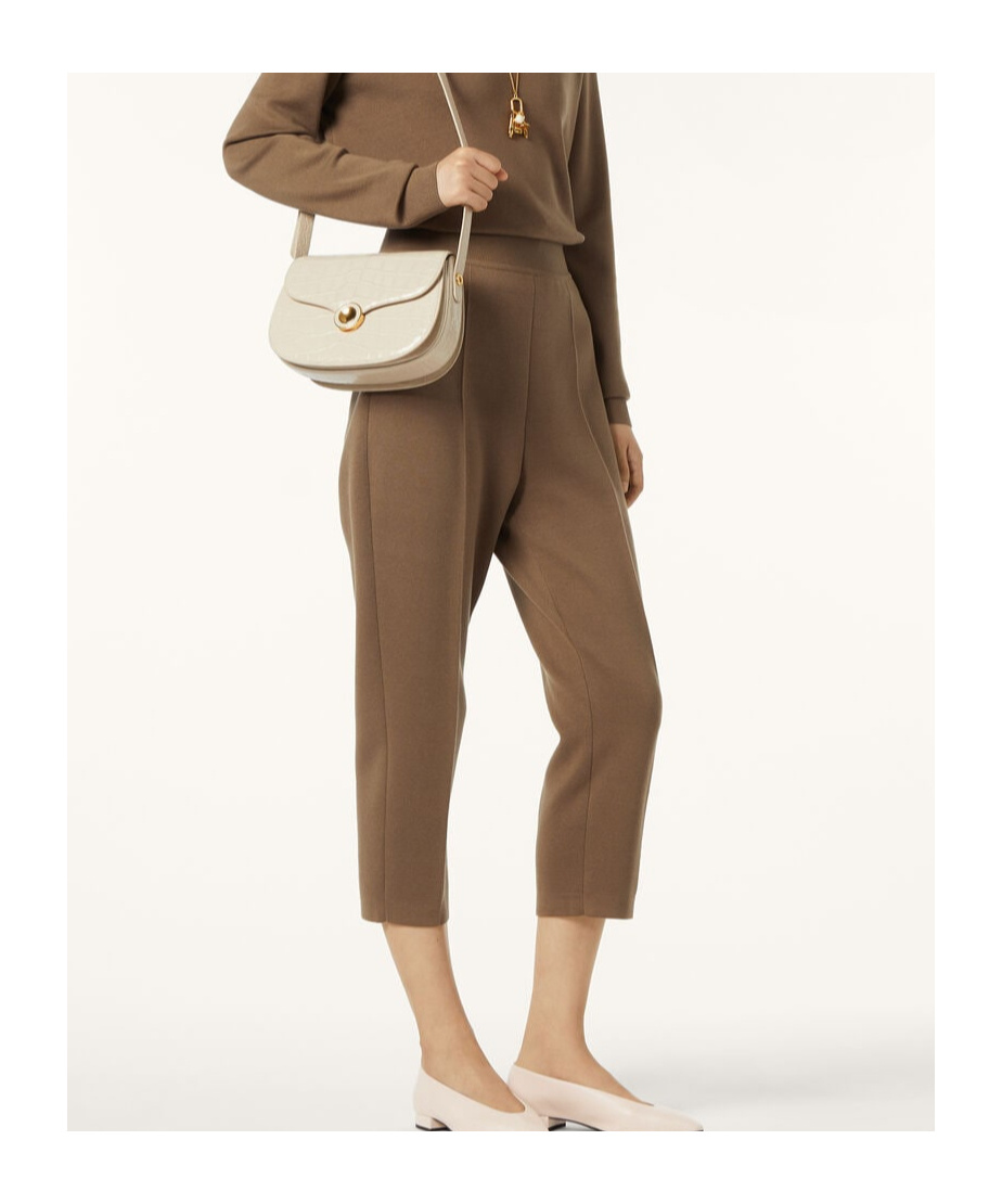 Loro Piana Elastic Ribbed Waist Knitted Casual Pants In Smoky Wood Color