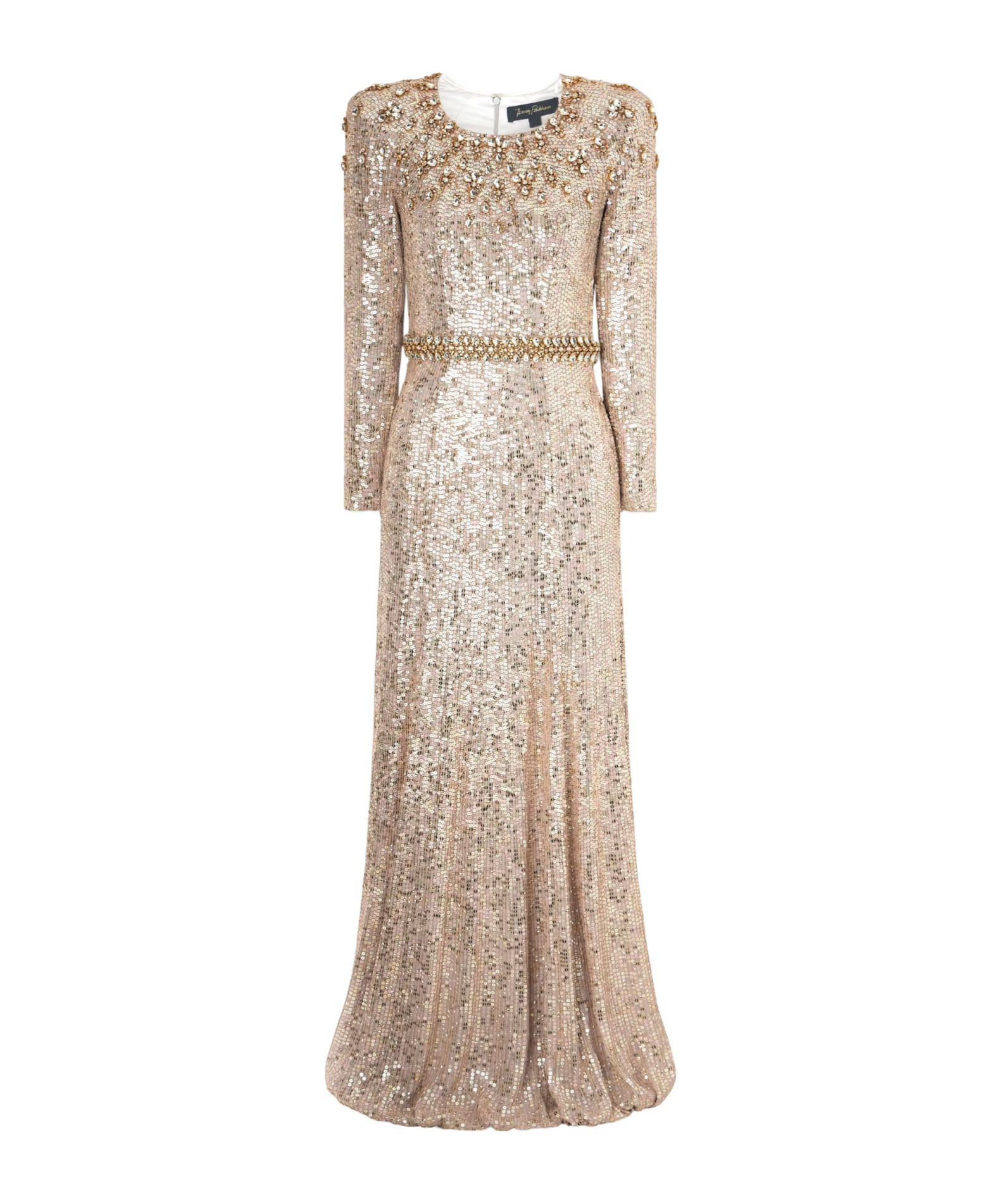 Jenny Packham Sequined Satin Gown In Brown