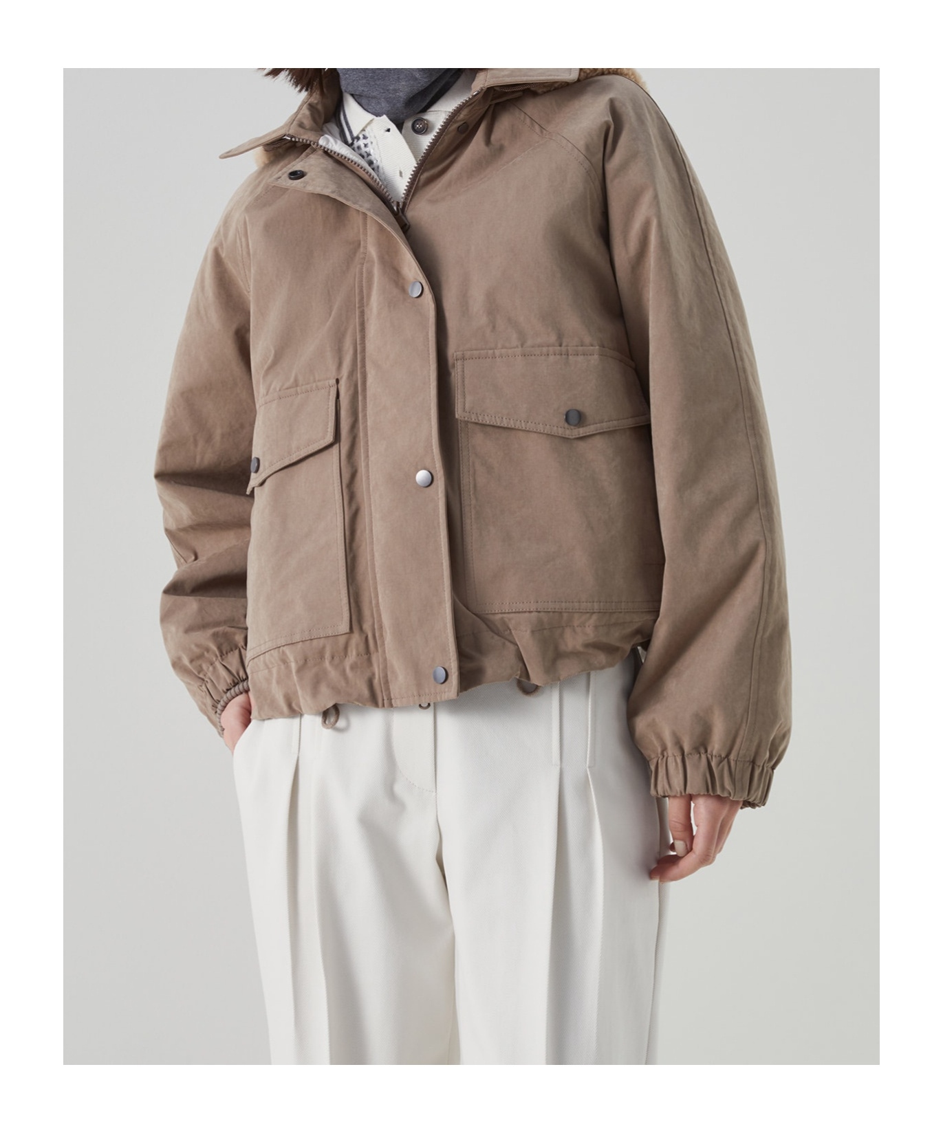 Brunello Cucinelli Padded Hooded Jacket In Brown