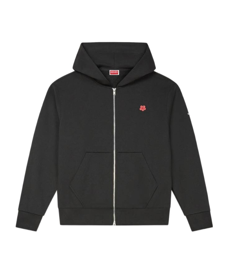 Kenzo Lucky Tiger-motif Zip-up Hoodie In Black