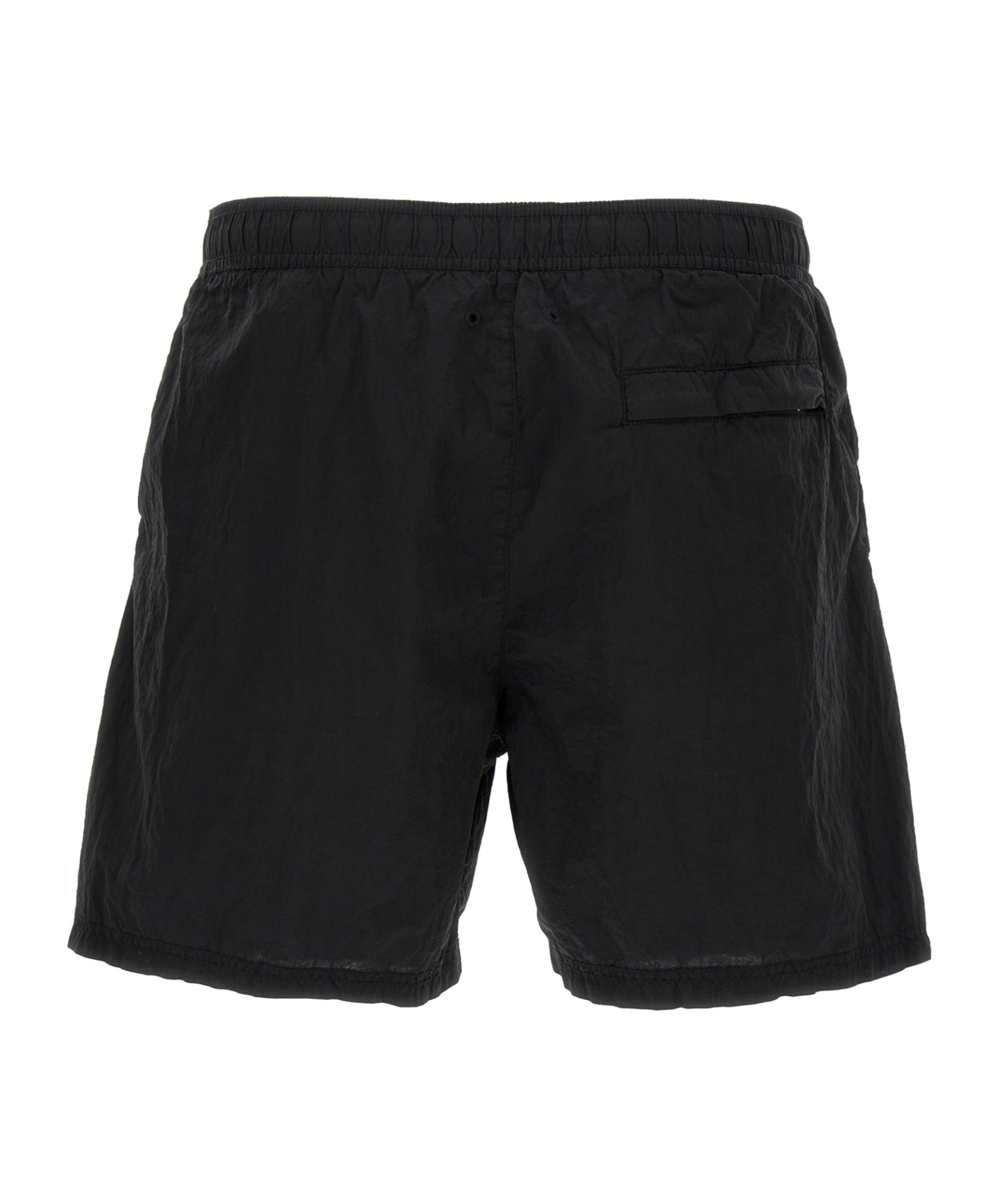 Stone Island Compass-badge Crinkled Shorts In Black