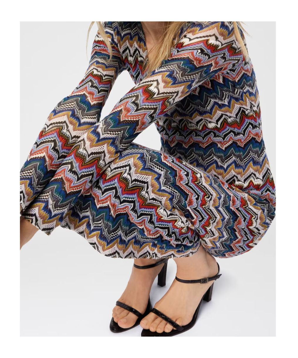 Missoni Zigzag Long Sleeve Midi Sweater Dress In Black
