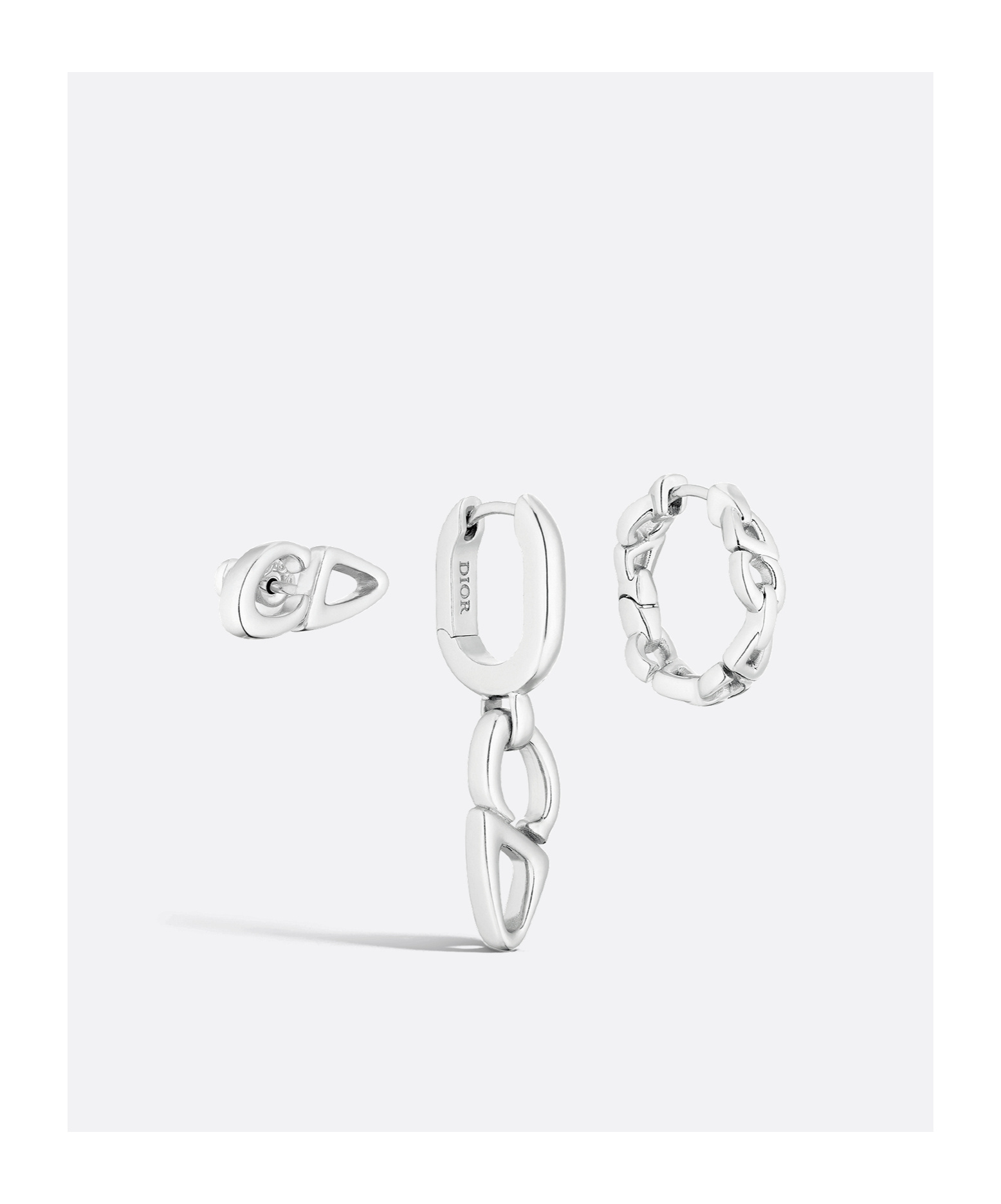 Dior Logo Earrings Set In White