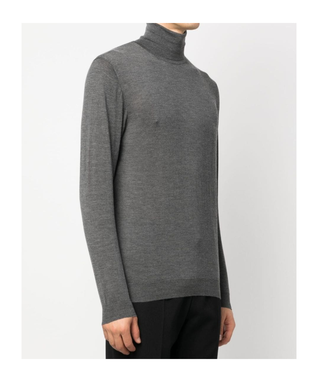 Malo Shaved Cyclist Turtleneck Sweater With Ribbed Finish In Gray